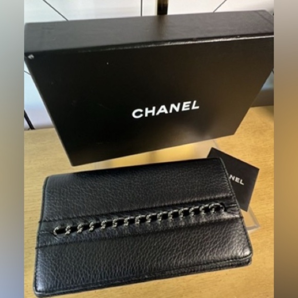 Chanel Black Caviar Timeless CC Yen Wallet, Black